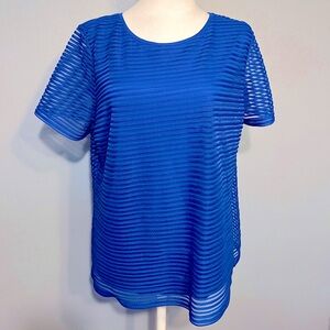 Calvin Klein Women's Stretch Textured Shirt (Regatta, XLarge)